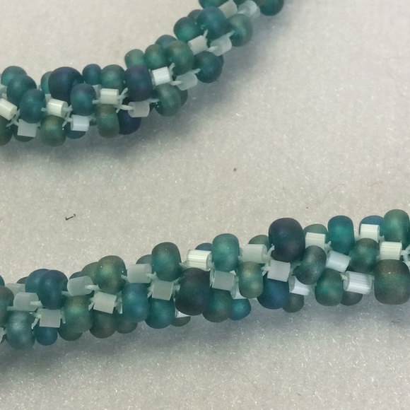 FINAL SALE PRICE Designer Original Hand Woven Teal Jewelry Set - Picture 8 of 8